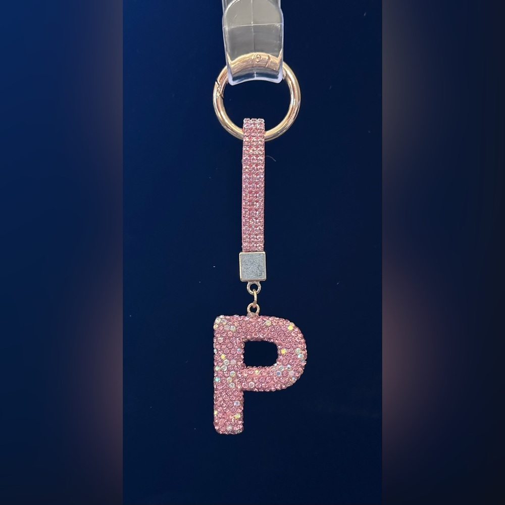 Pink Crystal 'P' Keychain Wristlet